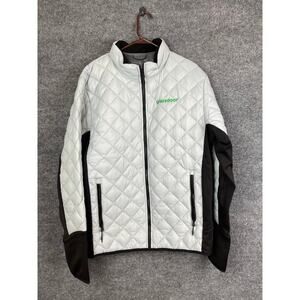 Elevate Quilted Jacket Men's XL Gray‎ Black Logo Green Glassdoor on Left Side
